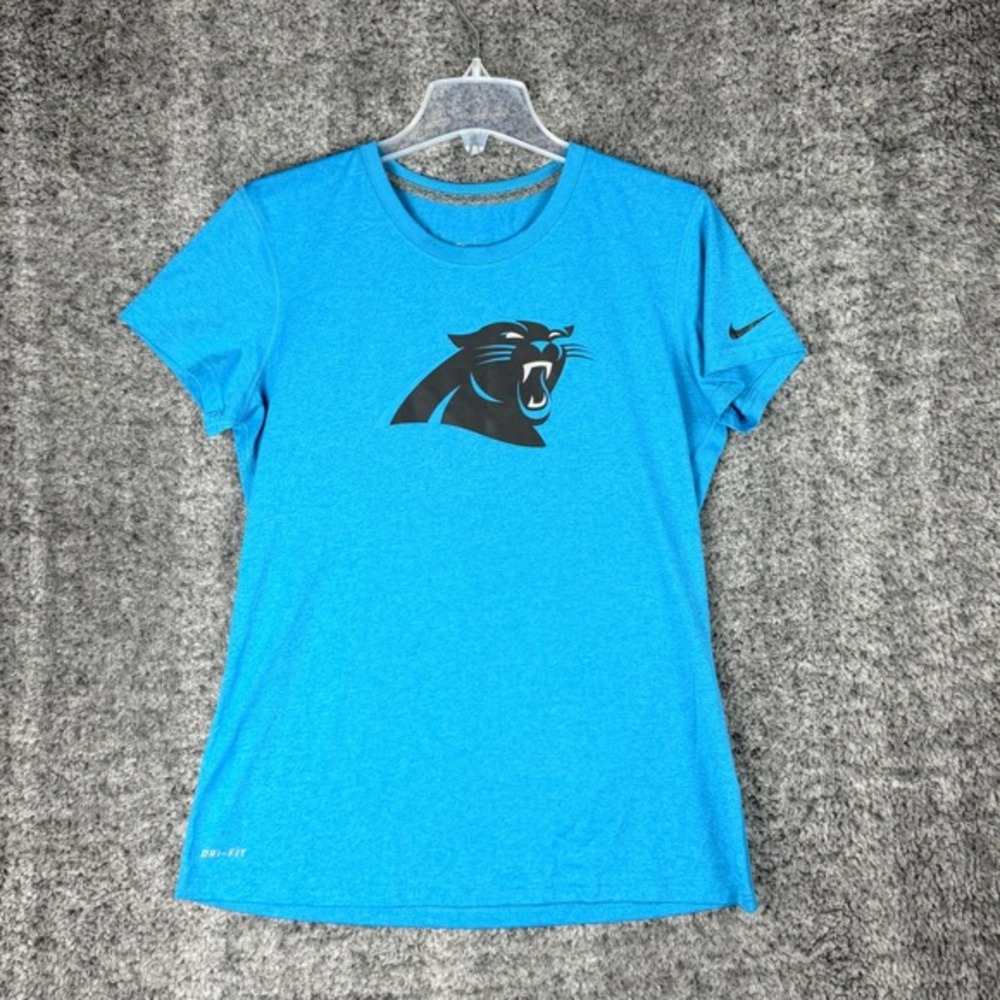 Nike Carolina Panthers NFL Womens Large Dri-Fit T-Shirt Blue Heather FA120105HBB